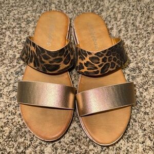 Stylish Leopard and Gold Women's Platform Sandals